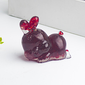 Resin Rabbit Display Decoration, with Lampwork Chips inside Statues for Home Office Decorations