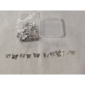 100Pcs 10 Styles Tibetan Style Zinc Alloy Pendants, Butterfly Charm