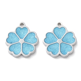 304 Stainless Steel Charms, with Enamel, Flower Charm