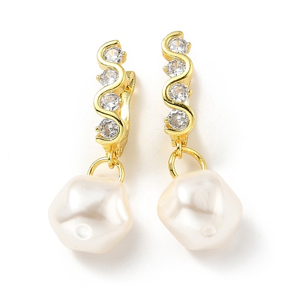 Пластиковые жемчужные серьги-кольца с прозрачными фианитами, украшения из латуни для женщин, без свинца, без кадмии и без никеля