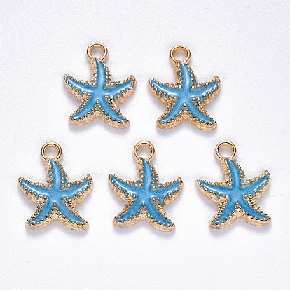 Alloy Enamel Pendants, Starfish, Light Gold