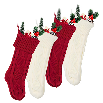 4 шт. 2 цвета вязаные акриловые волокнистые подвесные чулки, для рождественских украшений