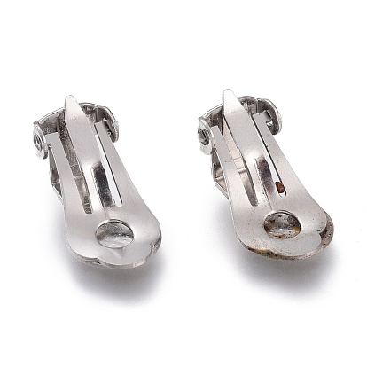 316 Stainless Steel Clip-on Earring Findings, Flat Round