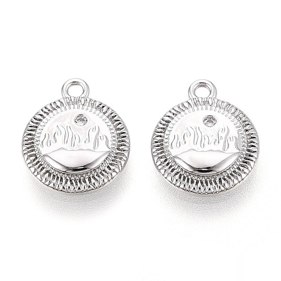 Латунные микропаве прозрачные кубические циркониевые подвески, без кадмия, без никеля и без свинца, плоско-круглые