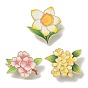 Alfileres de esmalte de flores, Alfileres de solapa de aleación para ropa, dorado