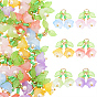 30Stk 6 Farben transparente Glasanhänger, Blumencharme, mit Acrylperlen & Charms, und Messingschlaufen