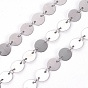 304 Stainless Steel Link Chains, Soldered, with Spool, Flat Round