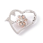 Natural Cultured Freshwater Pearl Pendants, with Brass Micro Pave Cubic Zirconia Findings, Platinum, Heart