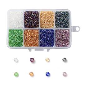 200g 8 couleurs 12/0 grade a perles de rocaille en verre rondes, couleurs transparentes arc
