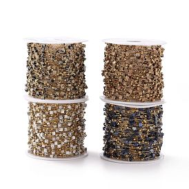 Chaînes de perles carrées de pierres précieuses naturelles, avec les accessoires en acier inoxydable d'or 304, non soudée