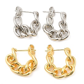 Rack Plating Brass Chain Ear Studs, for Women, Lead Free & Cadmium Free, Long-Lasting Plated