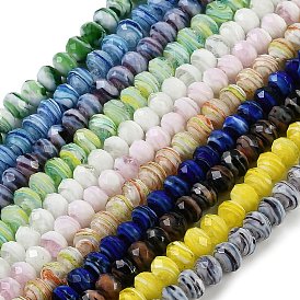 Handmade Lampwork Beads Strands, Faceted, Rondelle