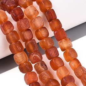 Природный агат бисер нитей, окрашенная и подогревом, матовые, кубические