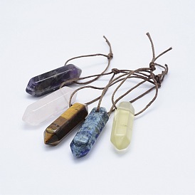Natural Mixed Stone Pendants, Hexagon/Bullet