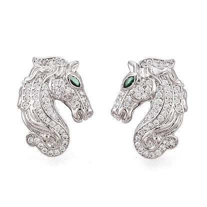 Латунные микро проложить серьги стержня кубического циркония, лошадь