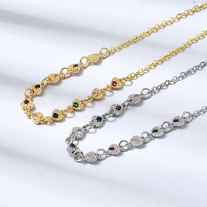 Ожерелья с подвесками в форме сердца из латуни с микропаве и кубическим цирконием, ожерелья-цепочки для женщин, стойки покрытие, без кадмия и без свинца, долговечный