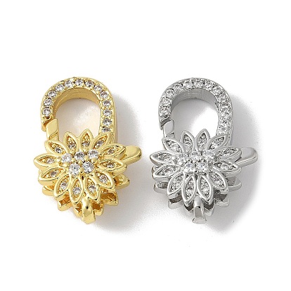 Латунные микро проложить кубического циркония когтя омара застежками, стойки покрытие, долговечный, без свинца и без кадмия, цветок