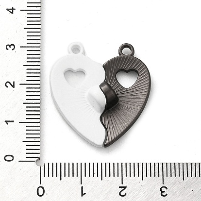Spray Painted Alloy Magnetic Clasps, Heart with Word, Black