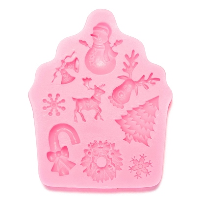 Christmas Theme Fondant Molds, Food Grade Silicone Molds, For DIY Cake Decoration, Chocolate, Candy, UV Resin & Epoxy Resin Craft Making, Mixed Shapes