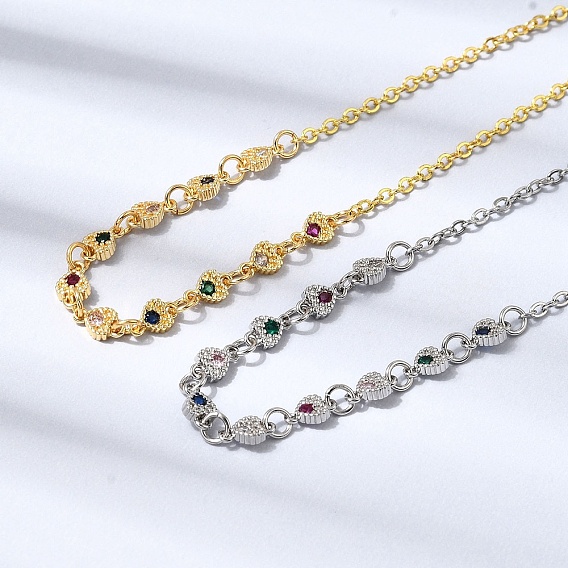 Ожерелья с подвесками в форме сердца из латуни с микропаве и кубическим цирконием, ожерелья-цепочки для женщин, стойки покрытие, без кадмия и без свинца, долговечный