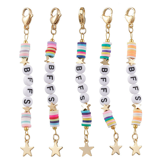 5шт. дисковые полимерные глинистые и акриловые подвесные украшения, Подвески из нержавеющей стали в виде звезды и клешни лобстера для украшения сумок