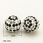 Polymer Clay Rhinestone Beads, Pave Disco Ball Beads, Grade A, Round, Jet/Crystal, PP13(1.9~2mm), 12mm, Hole: 2mm