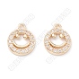 10Pcs Rack Plating Brass Micro Pave Clear Cubic Zirconia Charms, Long-Lasting Plated, Flat Round with Smiling Face