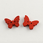 2-Hole Dyed Wooden Buttons, Butterfly, Mixed Color, 18x24x3.5mm, Hole: 2mm