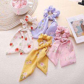 Summer Heart Polka Dot Long Ribbon Hairband with Floral Print - Trendy, Chic