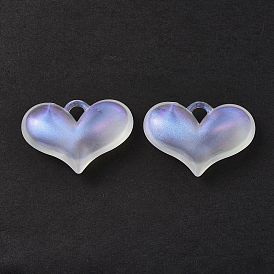 Pendentifs acryliques transparents , avec de la poudre de paillettes, charme coeur