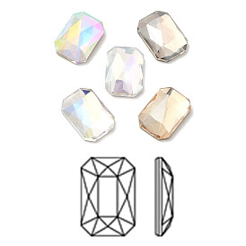 K 9 cabujones de diamantes de imitación de cristal, espalda y espalda planas, facetados, Rectángulo