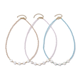Стеклянные бусины ожерелья, Ожерелья с подвесками в виде цветов из натуральных пресноводных ракушек