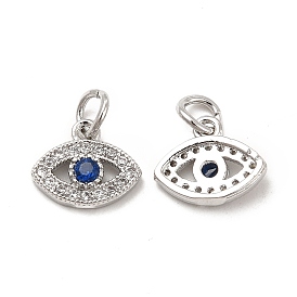 Brass Micro Pave Cubic Zirconia Charms, with Jump Ring, Evil Eye Charm