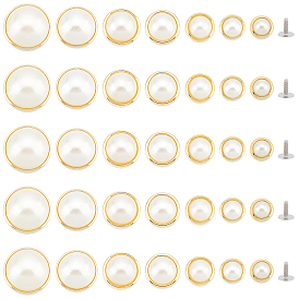 70Juego7de remaches de hierro estilo, con cabujones de perlas de plástico semicirculares, para abrigo, , decoración de maletas y bolsos