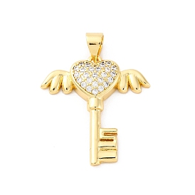 Латунные микро проложить кубического циркония подвески, без кадмия и без свинца, ключ с любовными чарами