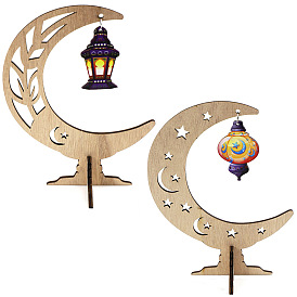 Wooden Eid al-Adha moon painted lantern table decorations crafts