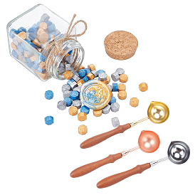 CRASPIRE DIY Scrapbook Making Kits, Including Brass Wax Sticks Melting Spoon, Sealing Wax Particles, Glass Bottle