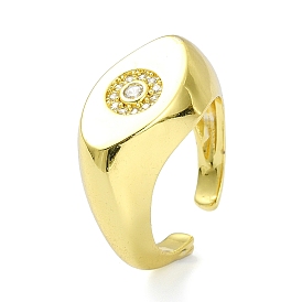 Brass with Cubic Zirconia Horse Eye Open Cuff Ring, Signet Finger Ring