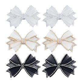6 шт. 3 цвета ткани стразы украшения для обуви, бантом