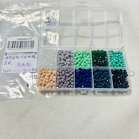 1000Pcs 10 Styles Glass Beads, Pearl Luster Plated, Faceted, Rondelle