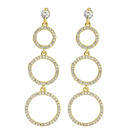 Boucles d'oreilles pendantes en laiton avec zircone cubique transparente, sans plomb et sans cadmium