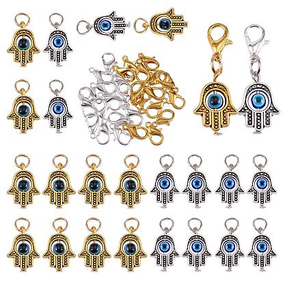 DIY Pendant Decoration Making Kits, Including Alloy Hamsa Hand with Evil Eye Pendants & Lobster Claw Clasps