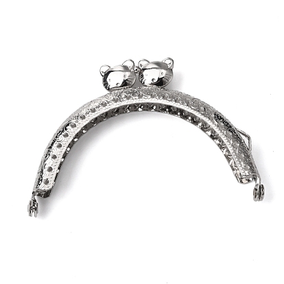 Iron Purse Frames Handles, Half Round with Cat, for Bag Accessories