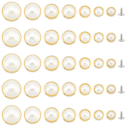 70Juego7de remaches de hierro estilo, con cabujones de perlas de plástico semicirculares, para abrigo, , decoración de maletas y bolsos