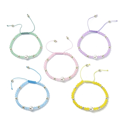 Браслеты из плетеных бусин из натурального и окрашенного малайзийского нефрита, с жемчугом из раковины , регулируемые украшения для женщин