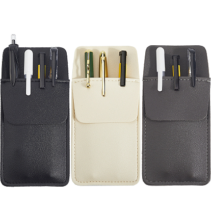 3 шт. 3 цветной прямоугольный кожаный чехол для ручки, кейс для хранения канцелярских принадлежностей