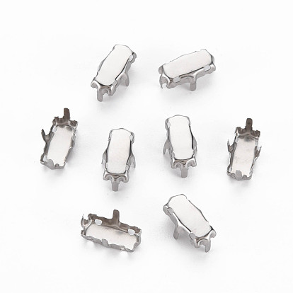 201 Stainless Steel Sew on Prong Settings, Claw Settings for Flat Back Rhinestone, Rectangle
