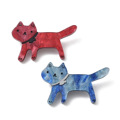 Acryl- und Glitzerpuder-Broschen mit Katzenmotiven für Rucksackkleidung, mit 304 Edelstahlstifte