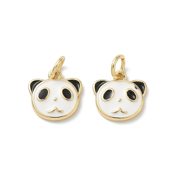Латунь эмаль подвески, прелести панды, стойки покрытие, без кадмия и без свинца, долговечный, реальный 18 k позолоченный, с целью перехода в кольце