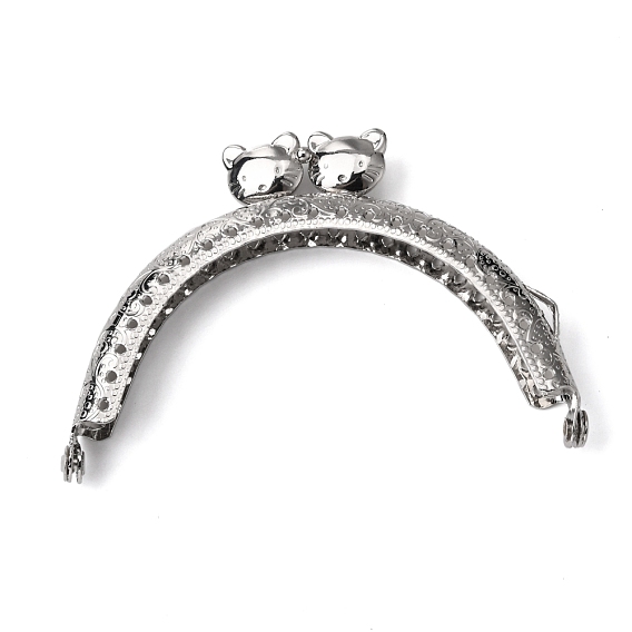 Iron Purse Frames Handles, Half Round with Cat, for Bag Accessories